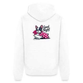  Good Night Emma French Bulldog Schlafende - Unisex Premium Bio Zip Hoodie - Weiß - Hinten - Thijin (182cm)
