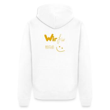 Wir für uns - Unisex Premium Bio Zip Hoodie - Weiß - Hinten - Thijin (182cm)