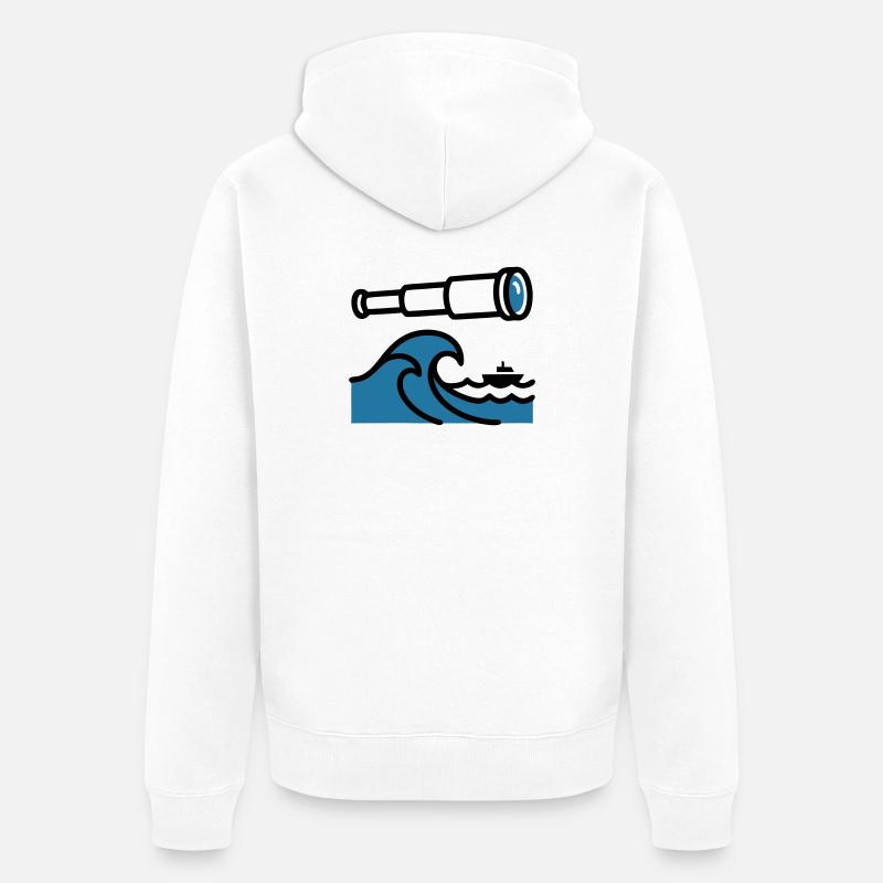 Explorateur océanique Waves Telescope - Veste à capuche bio Premium Unisexe - blanc
