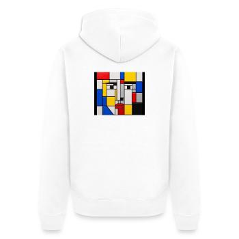 Mondrian-Gesichtsmosaik - Unisex Premium Bio Zip Hoodie - Weiß - Hinten - Thijin (182cm)