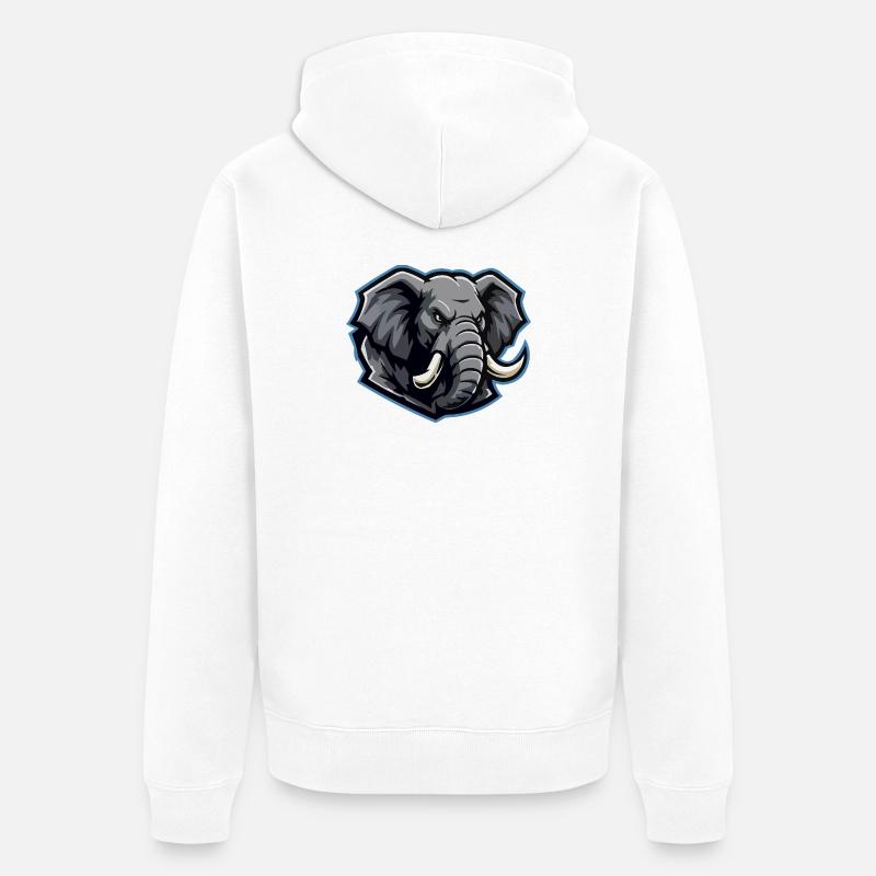 Elefantenkopf Maskottchen-Logo - Unisex Premium Bio Zip Hoodie - Weiß