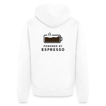 Propulsé par Espresso - Conception de café pour ventilateur de café - Veste à capuche bio Premium Unisexe - blanc - Dos - Thijin (182cm)
