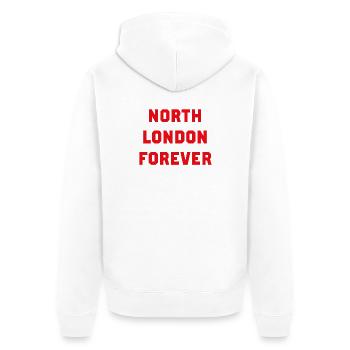 Nord-London für immer - Unisex Premium Bio Zip Hoodie - Weiß - Hinten - Thijin (182cm)