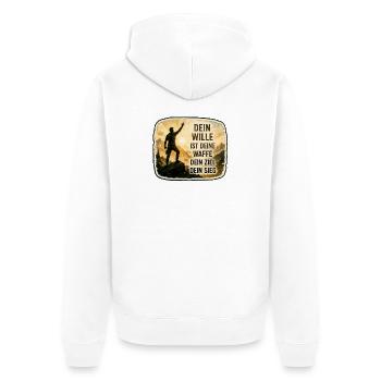 Dein Wille ist deine Waffe - Unisex Premium Bio Zip Hoodie - Weiß - Hinten - Thijin (182cm)