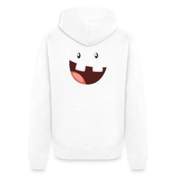 Lustiges Monster mit breitem Grinsen - Unisex Premium Bio Zip Hoodie - Weiß - Hinten - Thijin (182cm)
