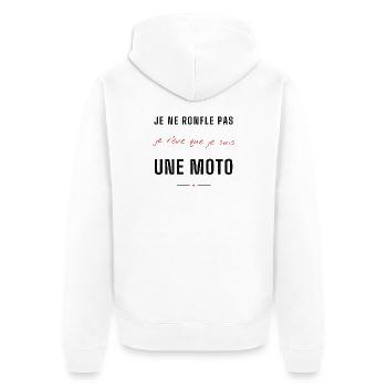 Rêve Moto Sans Ronflement - Veste à capuche bio Premium Unisexe - blanc - Dos - Thijin (182cm)
