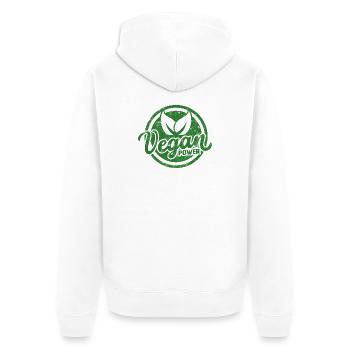 Vegan Power Emblem - Unisex Premium Organic Zip Hoodie - white - Back - Thijin (182cm)