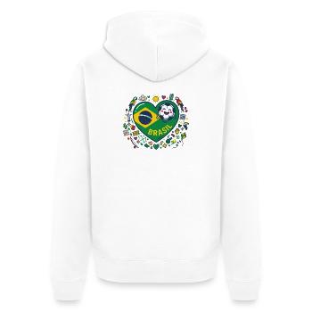 Brasilien Herzball Fußballfreude - Unisex Premium Bio Zip Hoodie - Weiß - Hinten - Thijin (182cm)