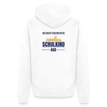 So sieht ein richtig cooles Schulkind aus 2026 - Unisex Premium Bio Zip Hoodie - Weiß - Hinten - Thijin (182cm)