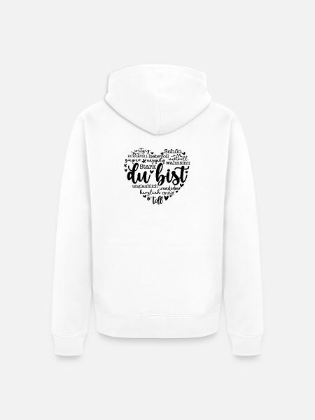 Du Bist Wundervoll Wortwolke Design - Unisex Premium Bio Zip Hoodie - Weiß
