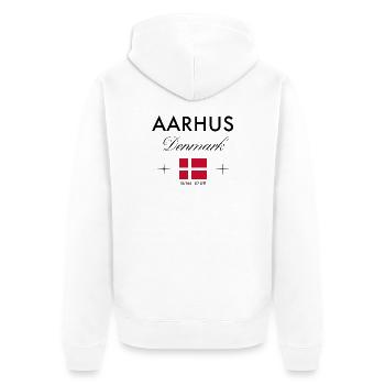 Aarhus Danemark Coordonnées Souvenir de voyage - Veste à capuche bio Premium Unisexe - blanc - Dos - Thijin (182cm)
