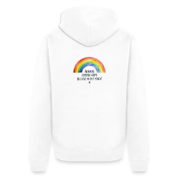 Bemalter Regenbogen - Unisex Premium Bio Zip Hoodie - Weiß - Hinten - Thijin (182cm)