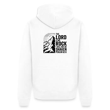 The Lord Is My Rock Psalm 62 - Unisex Premium Bio Zip Hoodie - Weiß - Hinten - Thijin (182cm)