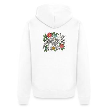 Triceratops Skelett mit Blumen - Unisex Premium Bio Zip Hoodie - Weiß - Hinten - Thijin (182cm)