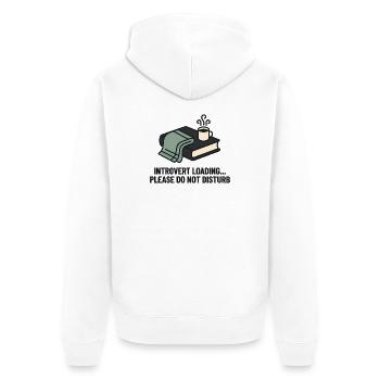 Introvert Loading Cozy Reading Mug - Unisex Premium Organic Zip Hoodie - white - Back - Thijin (182cm)