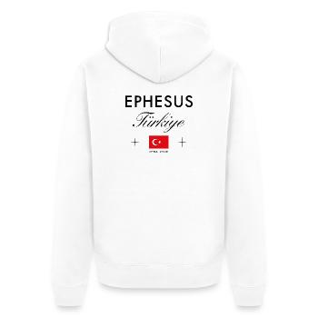 Ephesus Turkey Coordinates Travel Souvenir - Unisex Premium Organic Zip Hoodie - white - Back - Thijin (182cm)