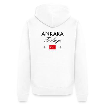 Ankara Türkei Koordinaten Reise Souvenir - Unisex Premium Bio Zip Hoodie - Weiß - Hinten - Thijin (182cm)