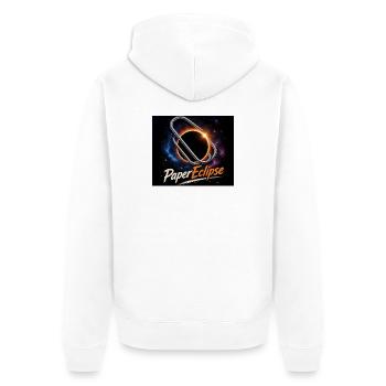 Stromausfall der Papierfinsternis 2026 - Unisex Premium Bio Zip Hoodie - Weiß - Hinten - Thijin (182cm)