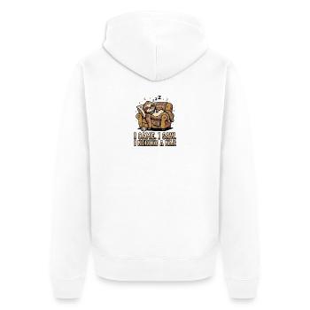Brauchte ein Nickerchen - Unisex Premium Bio Zip Hoodie - Weiß - Hinten - Thijin (182cm)