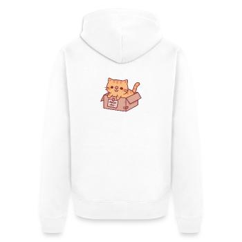 Adoptiere mich süße orangefarbene getigerte Katze in Pappkarton - Unisex Premium Bio Zip Hoodie - Weiß - Hinten - Thijin (182cm)