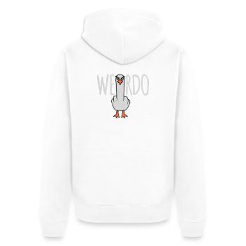 Weirdo Komischer Lustiger Mittelfinger Möwe Vogel - Unisex Premium Bio Zip Hoodie - Weiß - Hinten - Thijin (182cm)