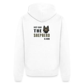 Schäferhund / Ruhe Bewahren - Unisex Premium Bio Zip Hoodie - Weiß - Hinten - Thijin (182cm)