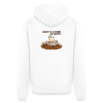 Gravy ist ein Getränk im Norden – lustiger Norden - Unisex Premium Bio Zip Hoodie - Weiß - Hinten - Thijin (182cm)