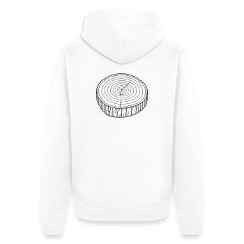 Baumscheibe Jahresringe – Holz Natur - Unisex Premium Bio Zip Hoodie - Weiß - Hinten - Thijin (182cm)