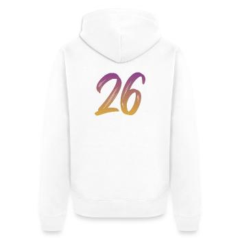 26 - Unisex Premium Bio Zip Hoodie - Weiß - Hinten - Thijin (182cm)