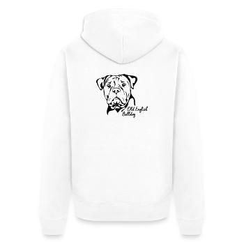 OLD ENGLISH BULLDOG OEB Hunde Hund Wilsigns - Unisex Premium Bio Zip Hoodie - Weiß - Hinten - Thijin (182cm)