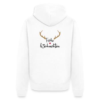 Frohe Weihnachten Geweih Herz nase Rentier Elch - Unisex Premium Bio Zip Hoodie - Weiß - Hinten - Thijin (182cm)