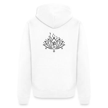 Lotus Blume, Yoga mit Om Symbol - Unisex Premium Bio Zip Hoodie - Weiß - Hinten - Thijin (182cm)