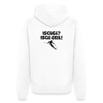 Ischgl Ischgeil (Vintage Schwarz) Ski Skifahrer - Unisex Premium Bio Zip Hoodie - Weiß - Hinten - Thijin (182cm)