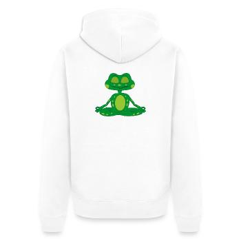 Zen-Meditationsfrosch - Unisex Premium Bio Zip Hoodie - Weiß - Hinten - Thijin (182cm)