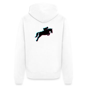 Pferde-Reiten - Unisex Premium Bio Zip Hoodie - Weiß - Hinten - Thijin (182cm)