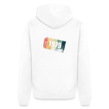 Vintage 1979 Stripe Day Grunge - Unisex Premium Organic Zip Hoodie - white - Back - Thijin (182cm)