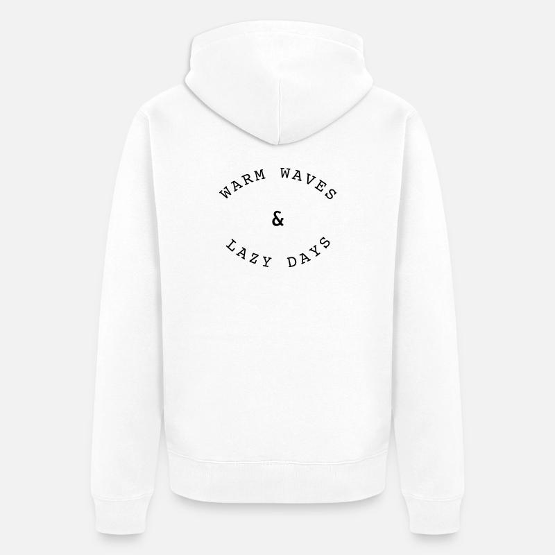 Surfer Inscription « warm waves & lazy days » - Veste à capuche bio Premium Unisexe - blanc