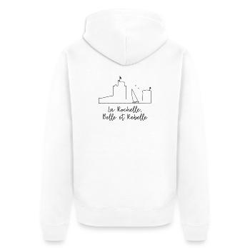La Rochelle design noir by Nicolas Poitevin - Veste à capuche bio Premium Unisexe - blanc - Dos - Thijin (182cm)
