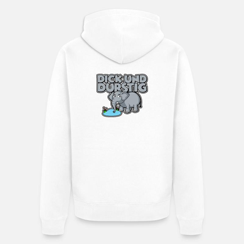 Dick und durstig - Unisex Premium Bio Zip Hoodie - Weiß