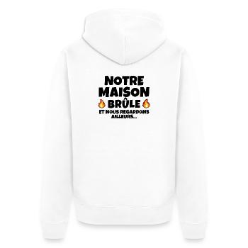 incendie, réchauffement climatique, mégafeux - Veste à capuche bio Premium Unisexe - blanc - Dos - Thijin (182cm)