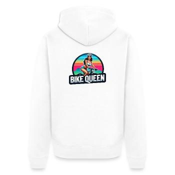 Bike Queen Sunset Cycling Design - Unisex Premium Organic Zip Hoodie - white - Back - Thijin (182cm)