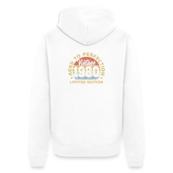 Millésime 1960 Écusson Rond - Veste à capuche bio Premium Unisexe - blanc - Dos - Thijin (182cm)
