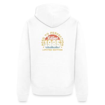 Vintage 1985 Limited Edition Badge - Unisex Premium Organic Zip Hoodie - white - Back - Thijin (182cm)