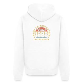 Vintage 1966 Aged to Perfection - Unisex Premium Organic Zip Hoodie - white - Back - Thijin (182cm)
