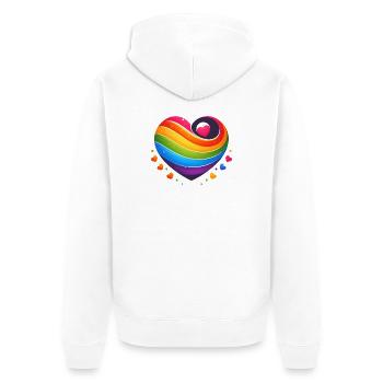 Coeur arc-en-ciel - Veste à capuche bio Premium Unisexe - blanc - Dos - Thijin (182cm)