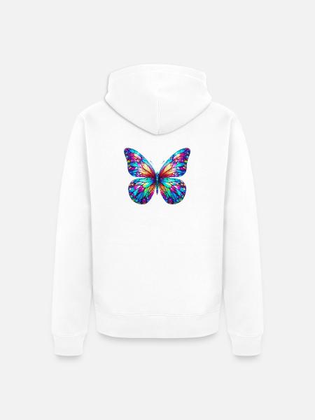 Schmetterling - Unisex Premium Bio Zip Hoodie - Weiß