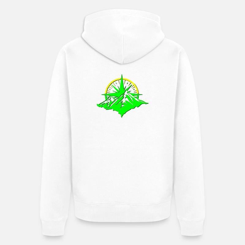 Compass With Mountain Silhouette - Unisex Premium Bio Zip Hoodie - Weiß