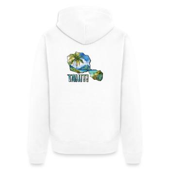Aquarell Landkarte Tahiti - Unisex Premium Bio Zip Hoodie - Weiß - Hinten - Thijin (182cm)