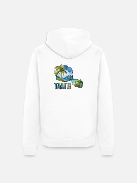 Carte aquarelle Tahiti - Veste à capuche bio Premium Unisexe - blanc