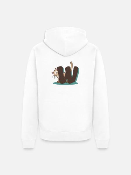 Lettre Chat W - Veste à capuche bio Premium Unisexe - blanc